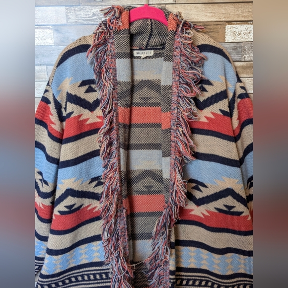 Margeaux & Ellie Aztec Fringed Cardigan Sweater - Picture 2 of 16